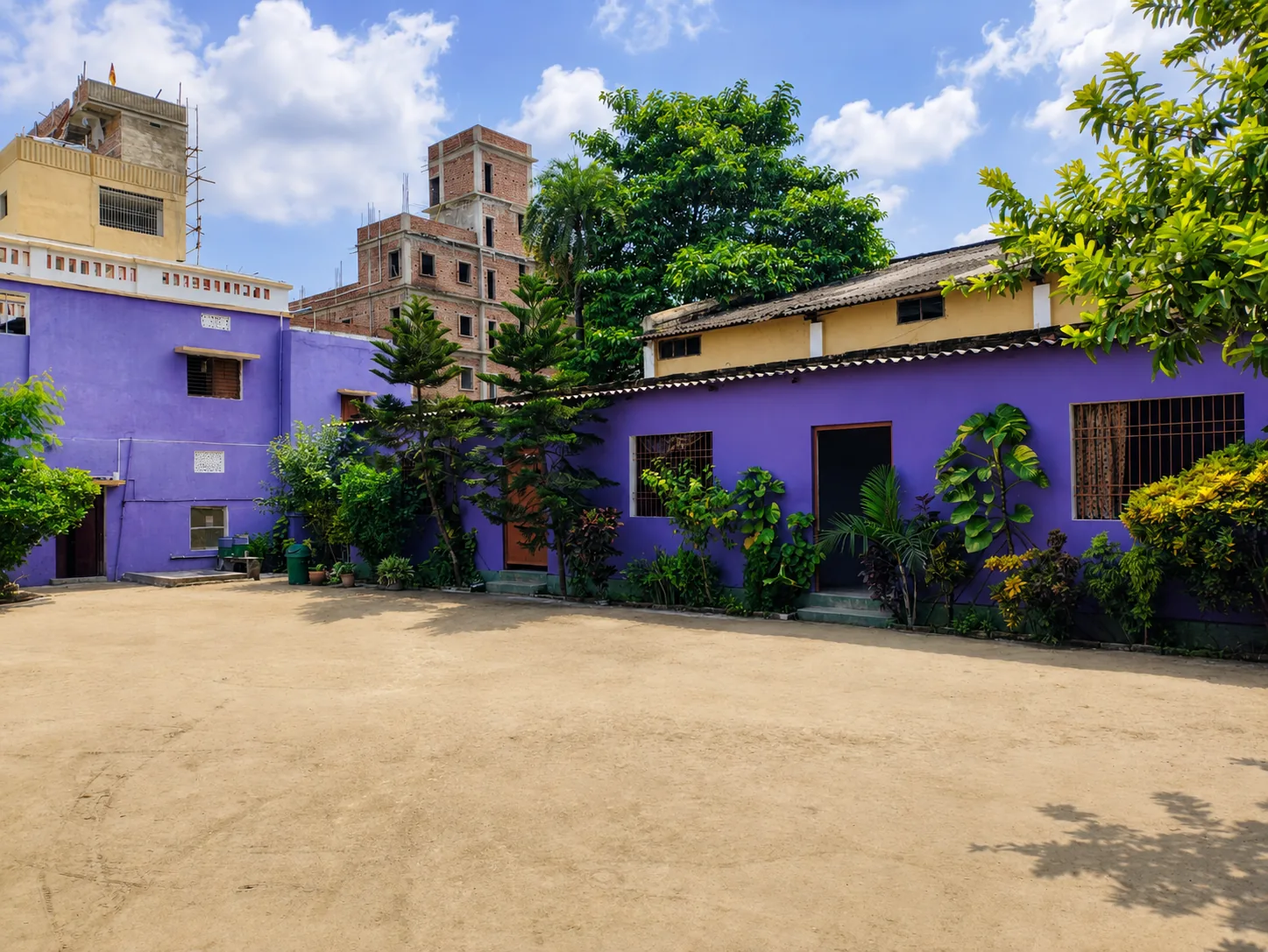 School campus with planted courtyard