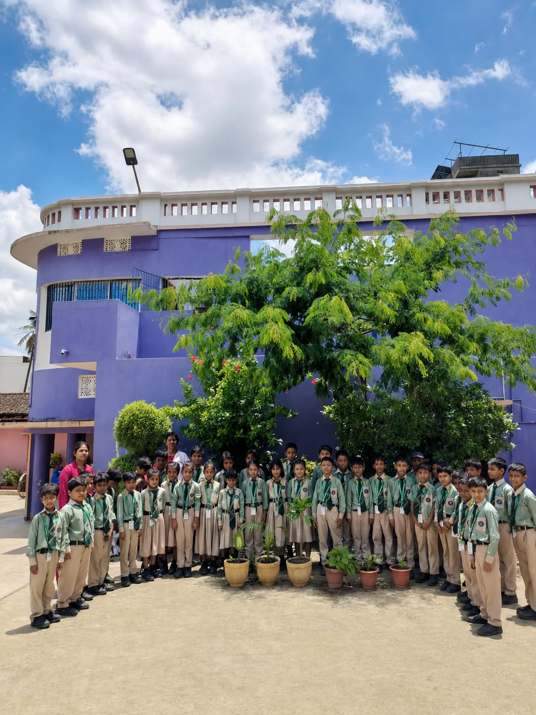 Students and teachers during a campus activity