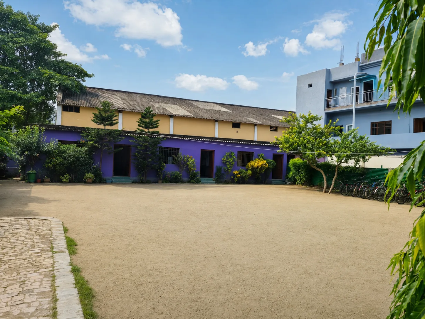 Open school campus and classrooms